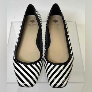 Kate Spade black and white striped ballet flats women’s size 8.5